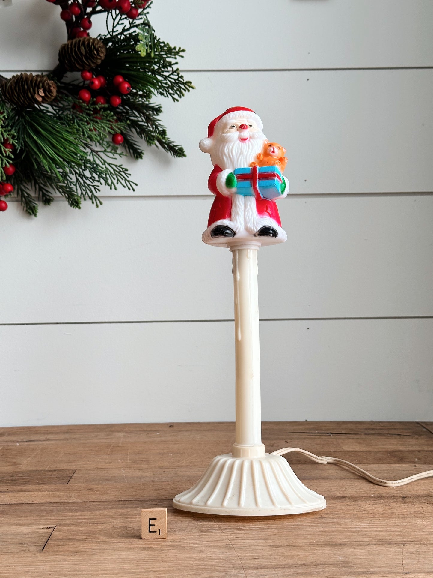 Rare Vintage Electric Santa Blow Mold Window Candle