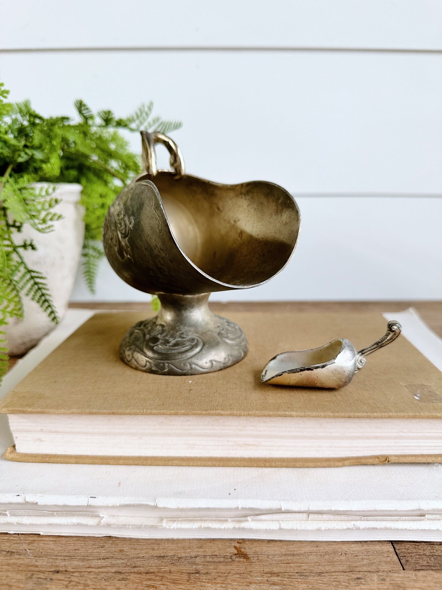 Vintage Silver Plate Sugar Scuttle and Scoop