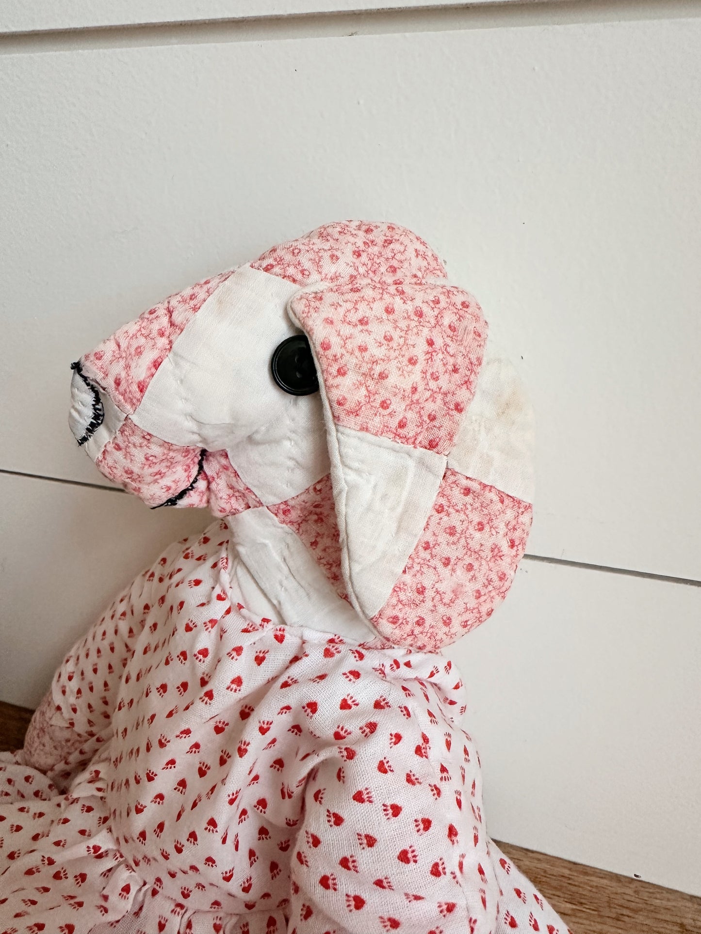 Vintage Handmade Salvaged Quilt Bunny