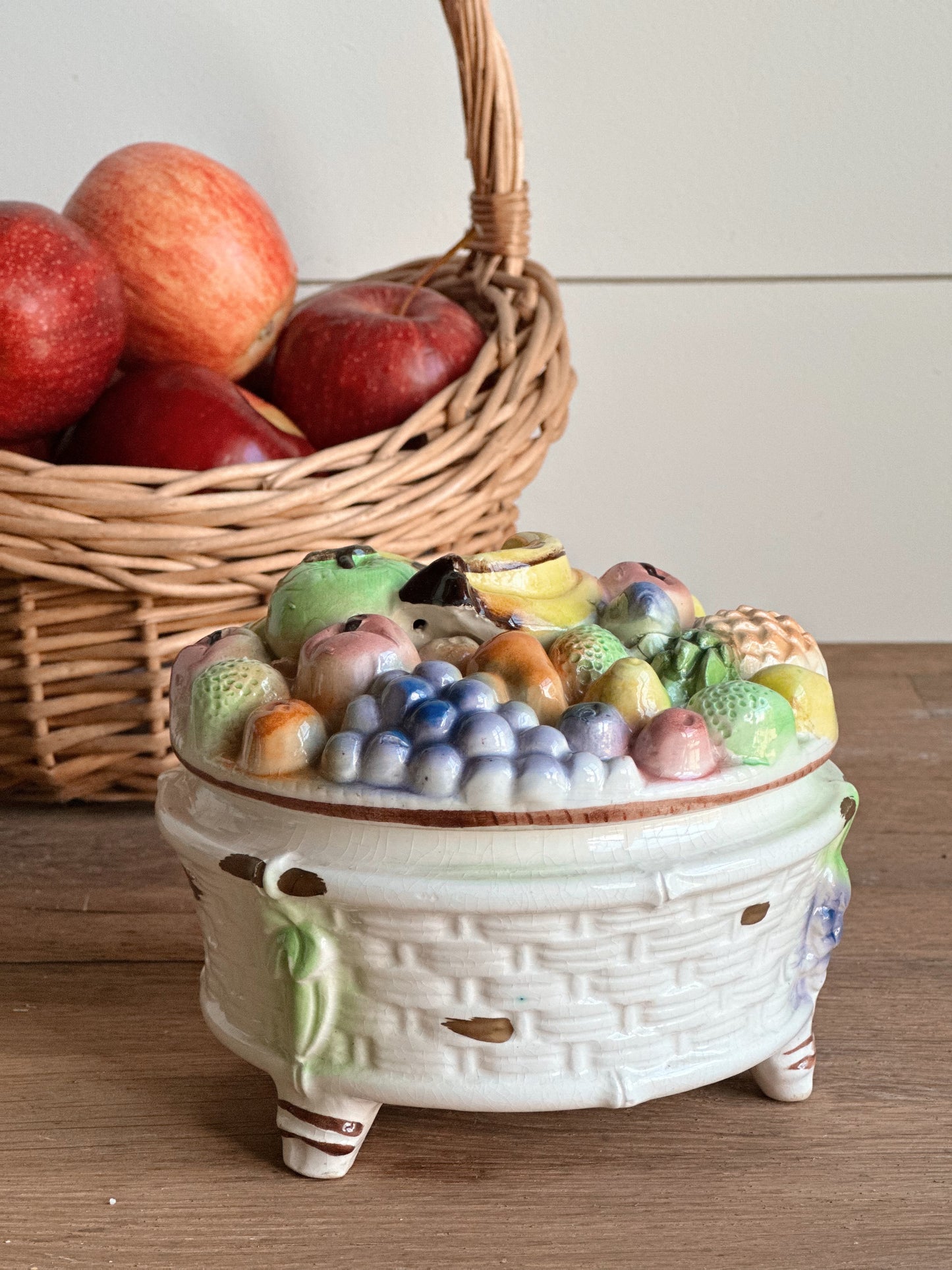 Hand Poured Apple Orchard Candle in a Vintage Fruit Dish