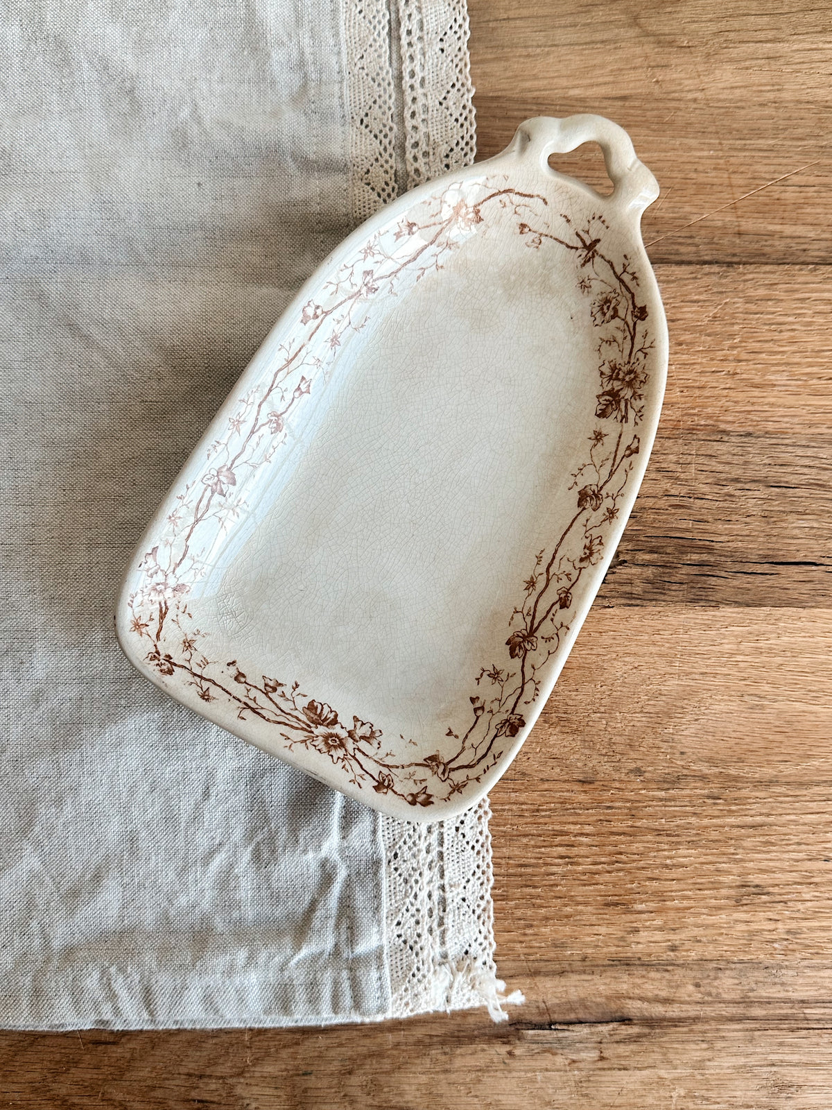 Antique Ironstone Transferware Relish Dish