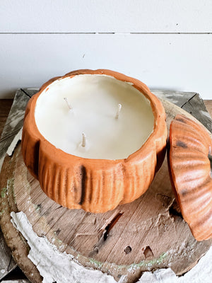 Hand Poured Pumpkin Chai Candle in a Darling Pumpkin Canister