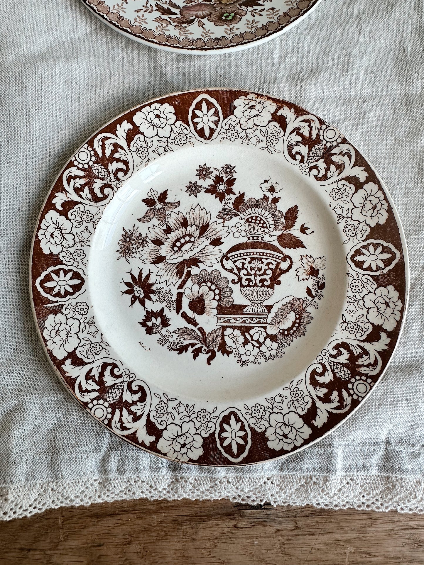 Pair of Vintage English Transferware Dessert Plates