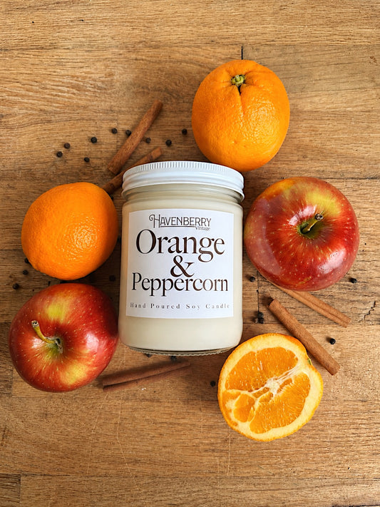 Hand Poured Orange & Peppercorn Candle