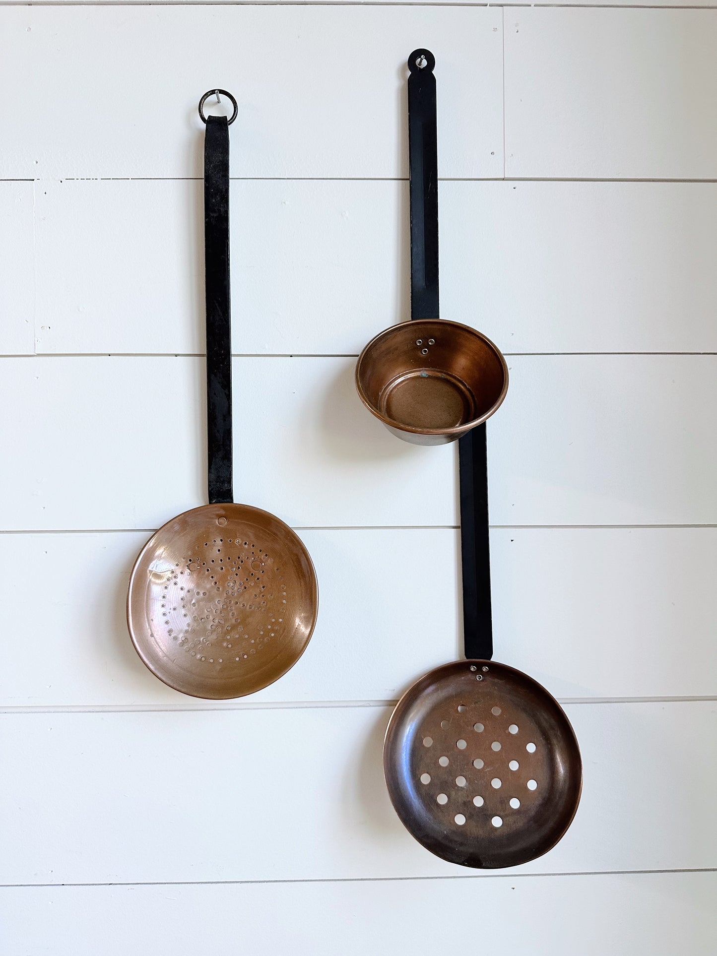 Collection of Three Vintage Copper & Iron Utensils