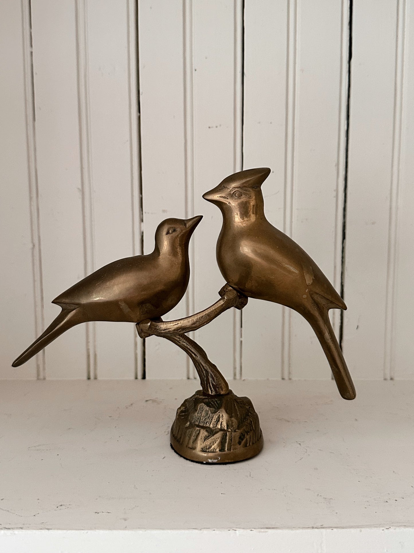 Vintage Brass Birds on a Branch