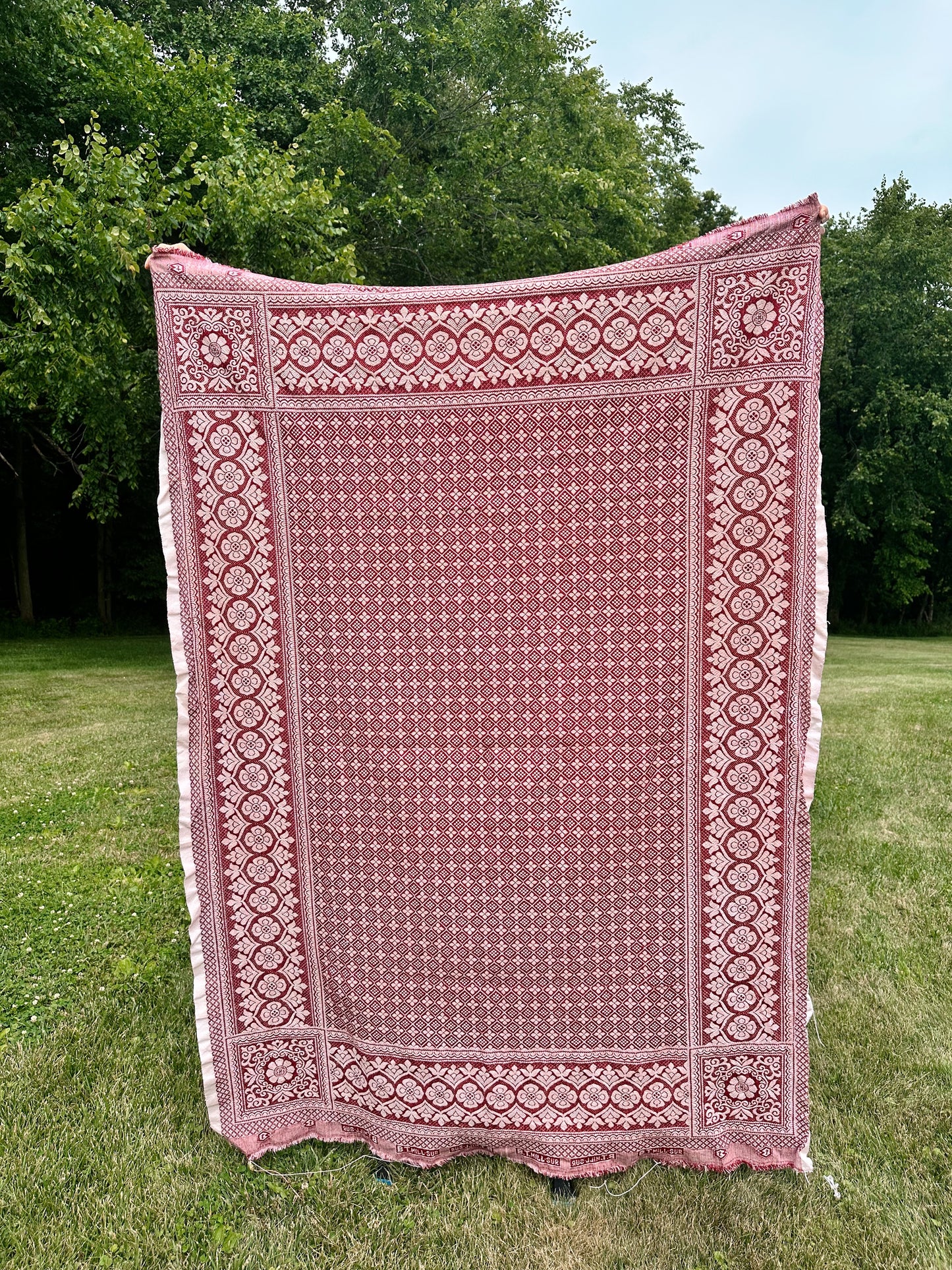 Vintage  Woven Jacquard Coverlet/Fabric