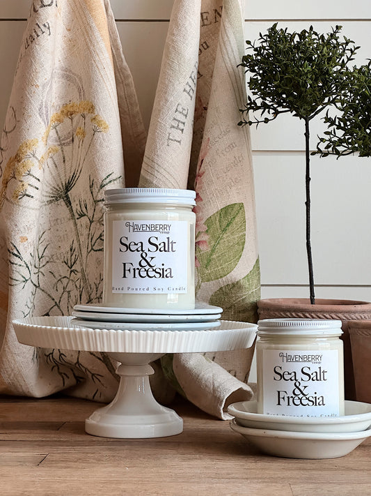 Hand Poured Sea Salt & Freesia Candle