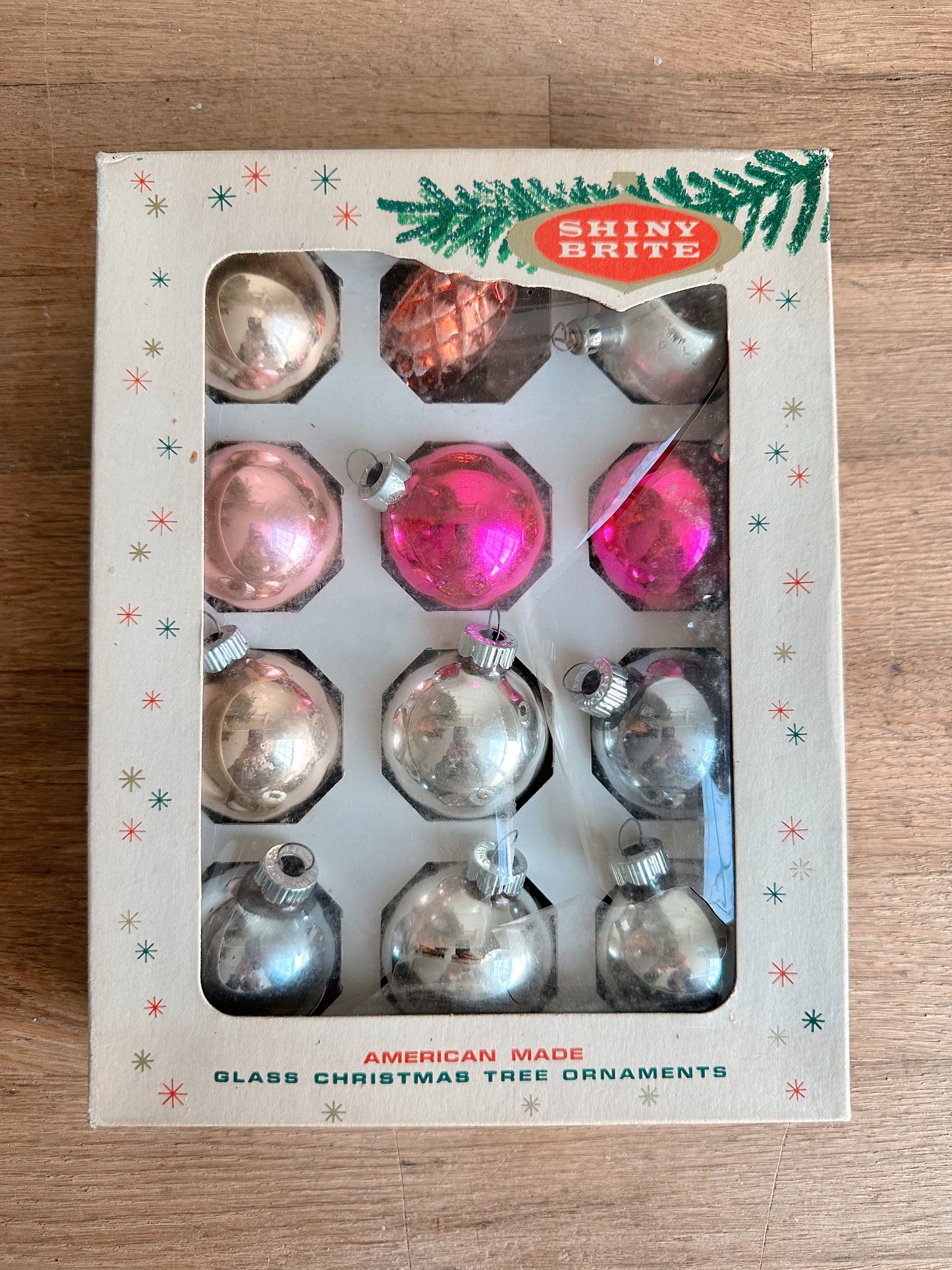 Box of Vintage Shiny Brites (3 unmarked)