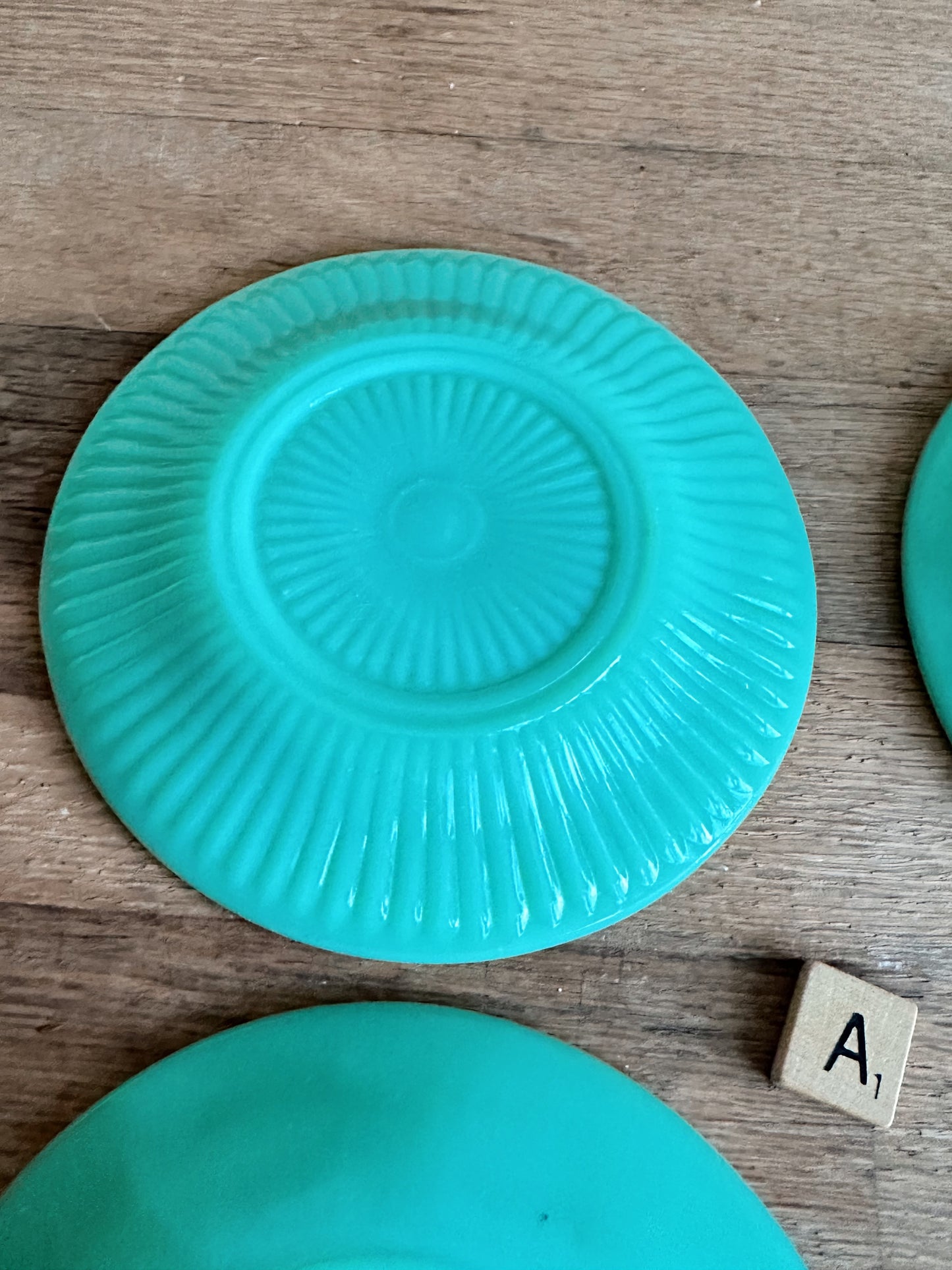 Set of Four Vintage Jadeite Saucers