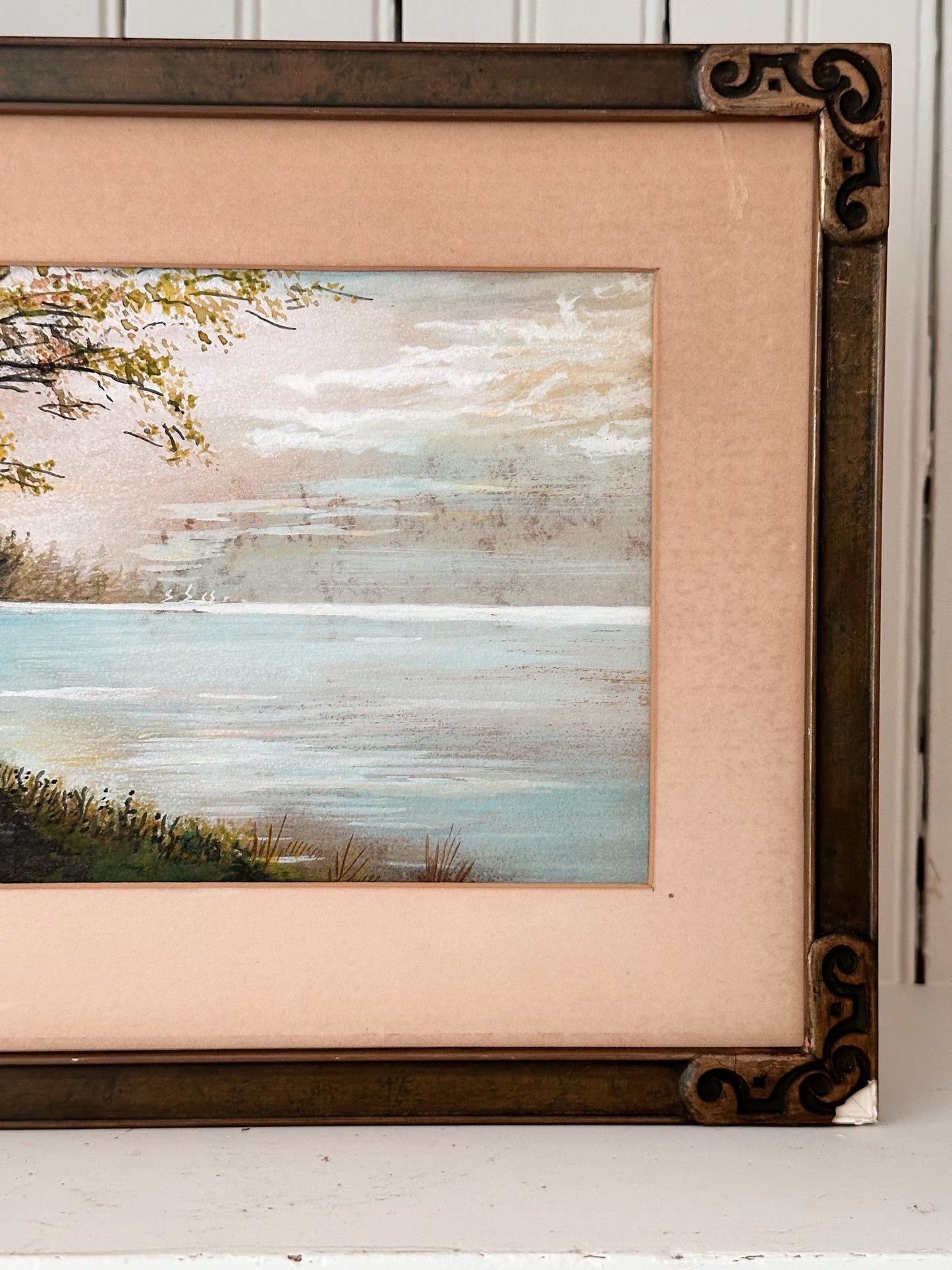 Original 1920 Antique Painting (lake with swans)