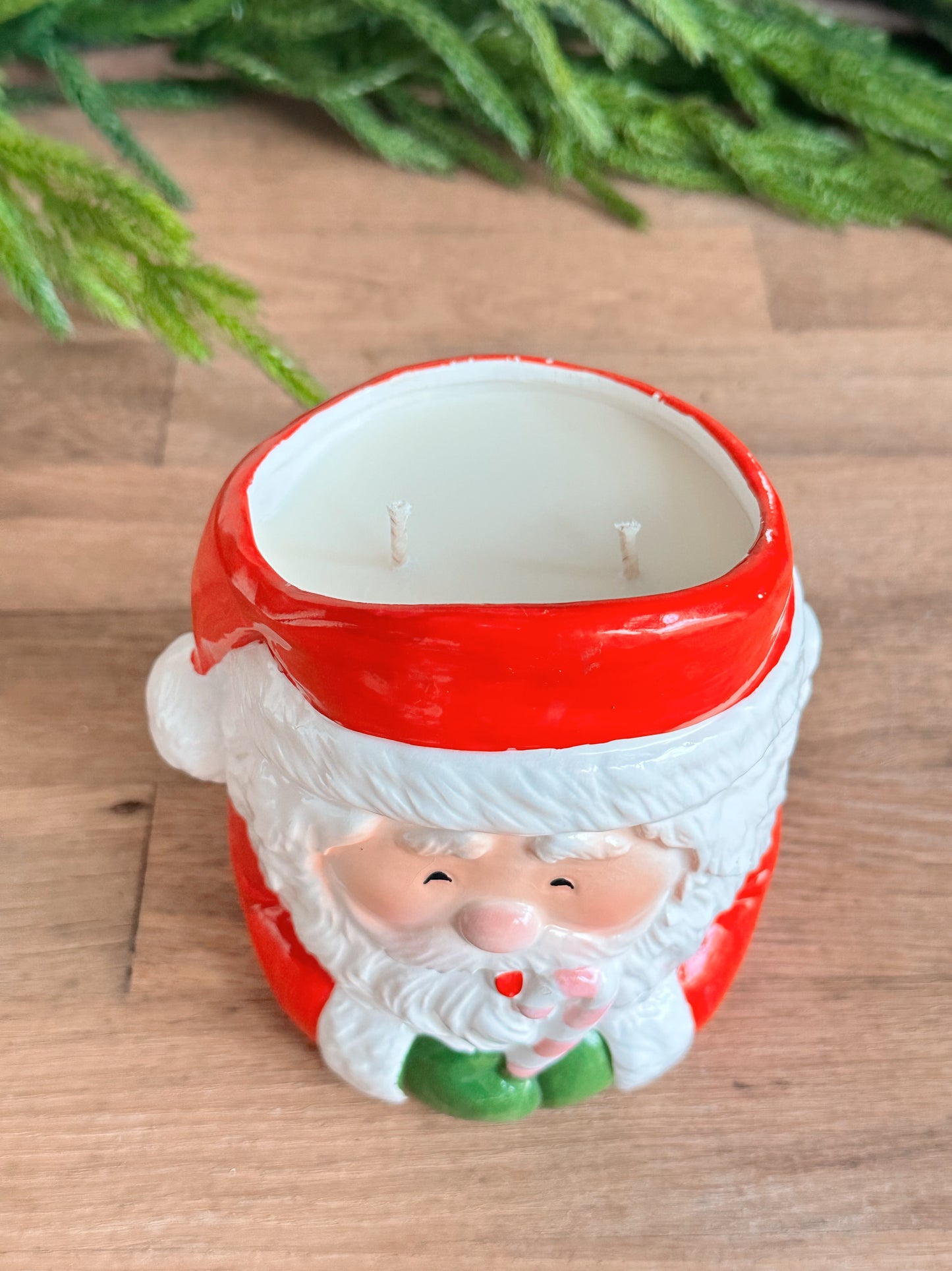 Hand Poured Cozy Christmas Candle in a Vintage Santa Vessel