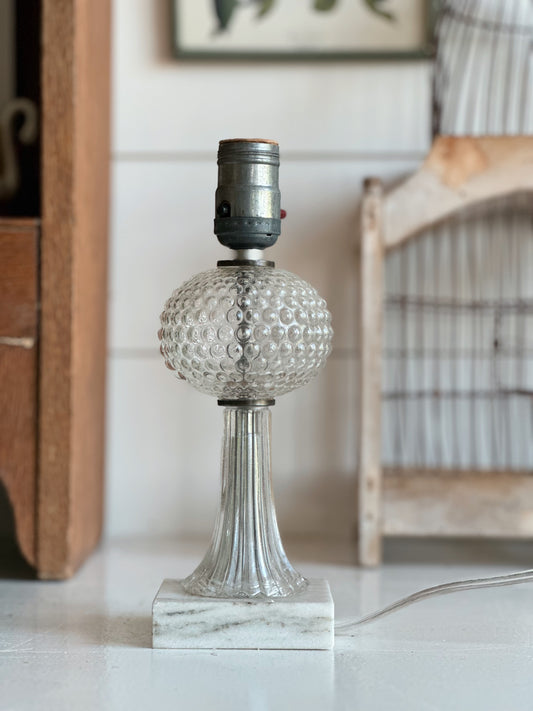 Vintage Hobnail & Marble Lamp