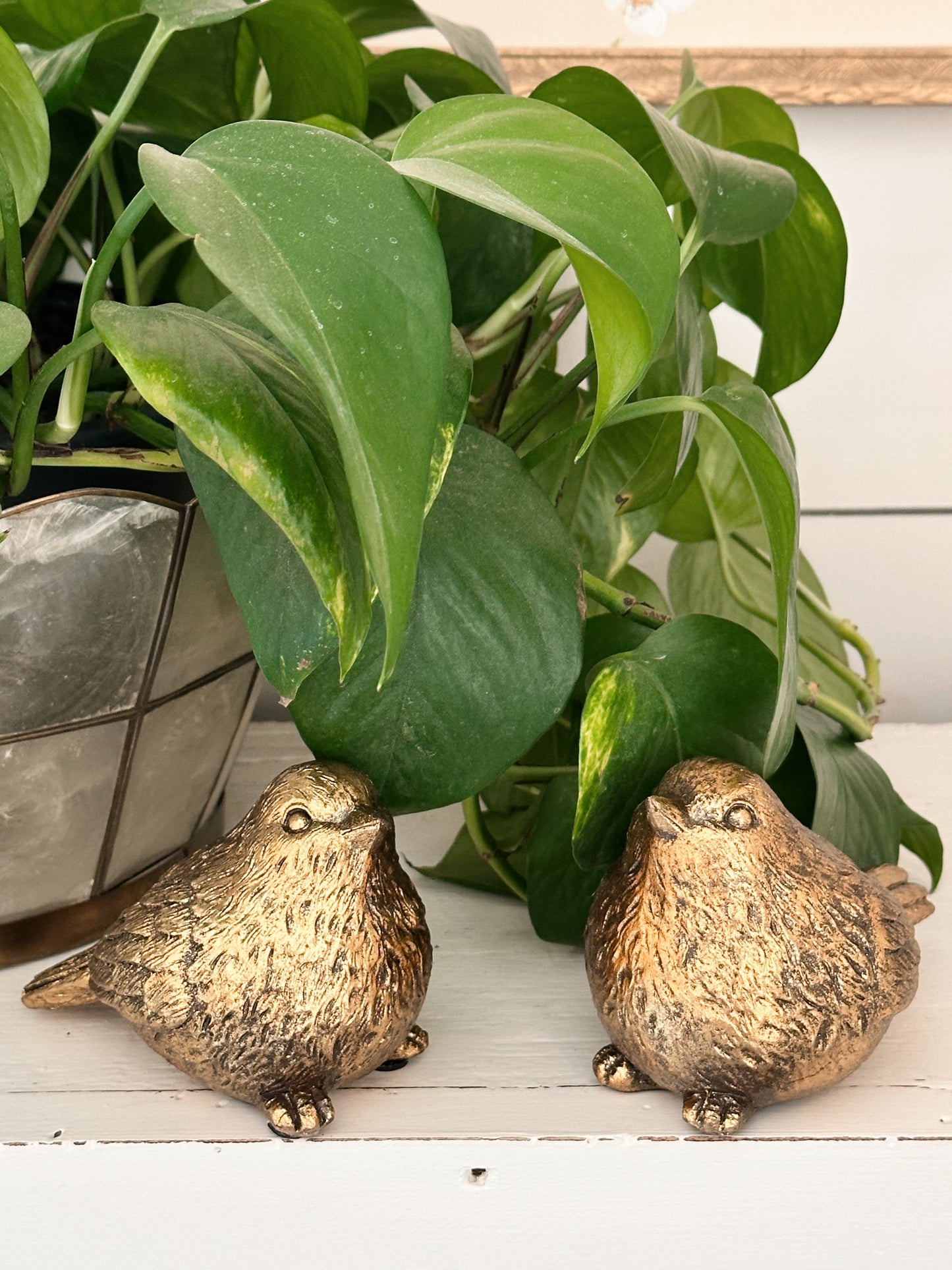 Pair of Burnished Gold Birds