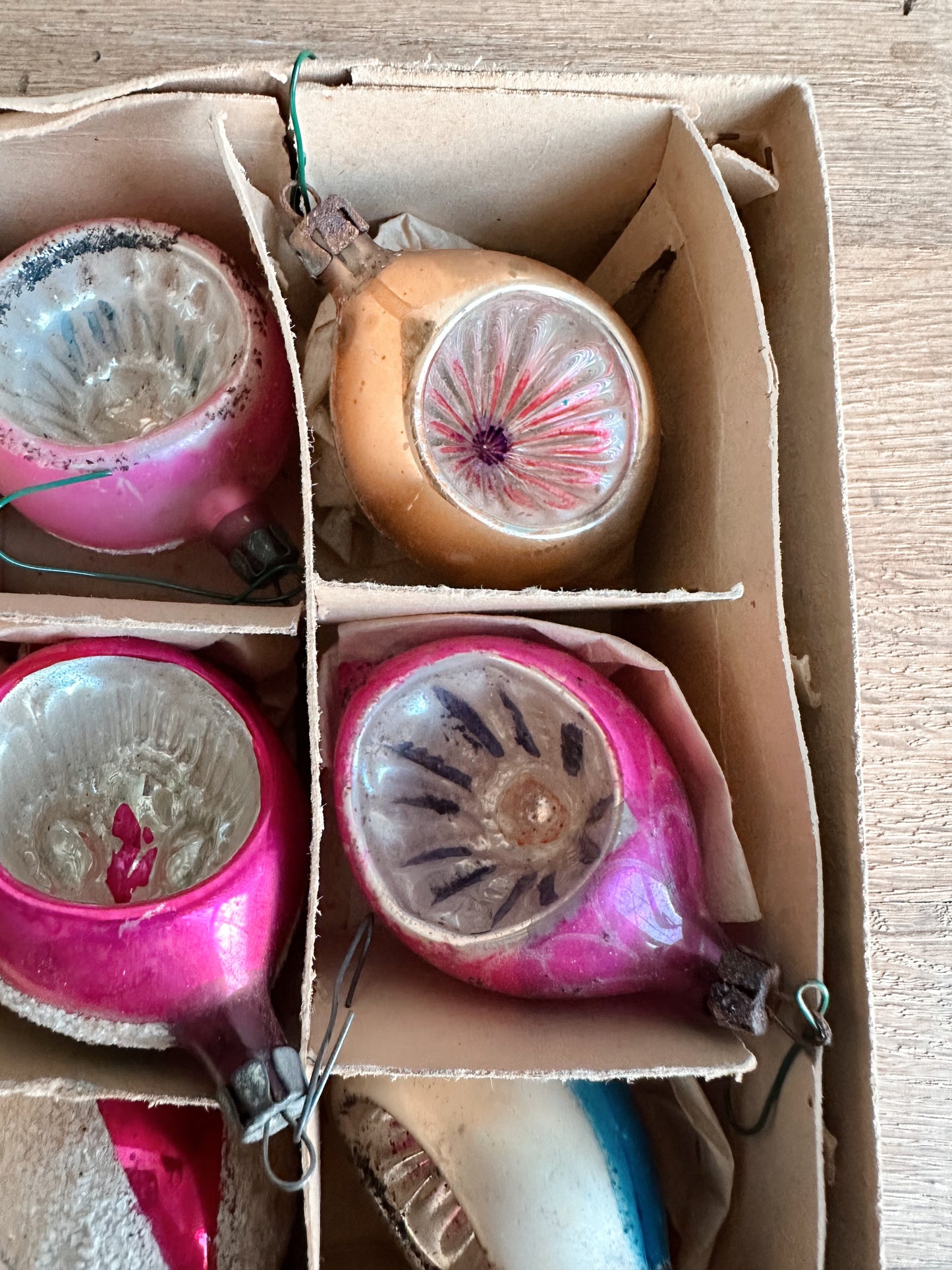 Box of Vintage Polish Fantasia Glass Ornaments