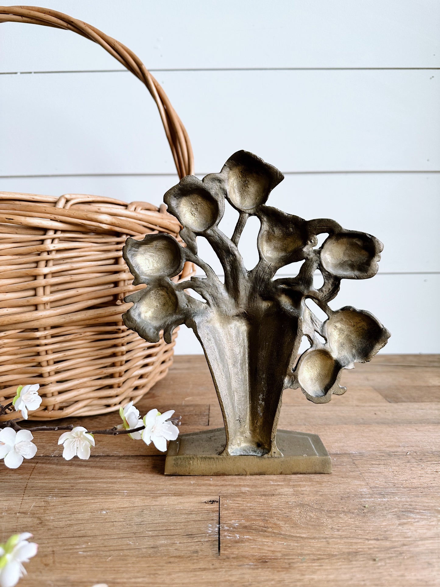 Vintage Brass Floral Bouquet Doorstop