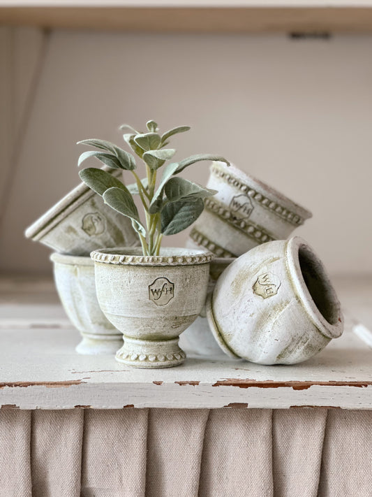 Wakefield Handmade Mini Pots in Mossy White