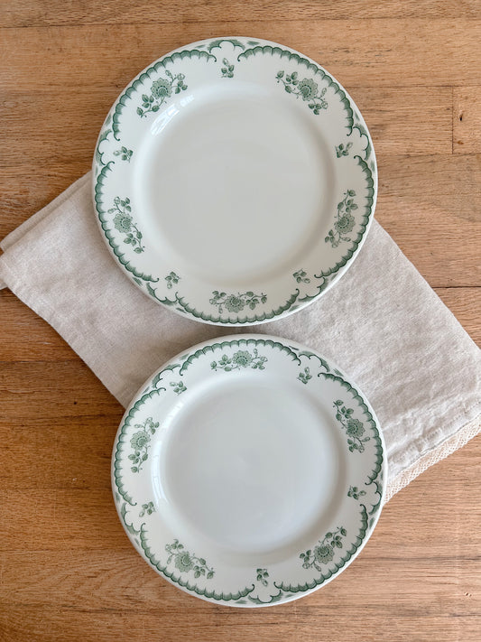 Pair of Vintage Shenago China Restaurant Ware Plates, Chardon Rose Pattern