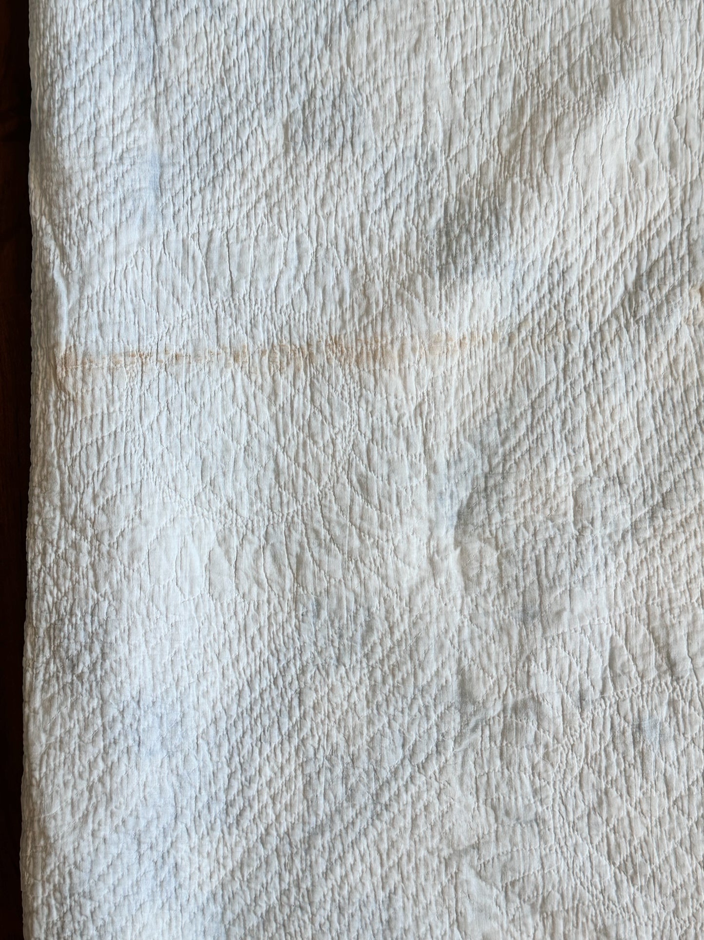 Antique Blue & White Roman Stripe Quilt, Hand Pieced & Hand Quilted