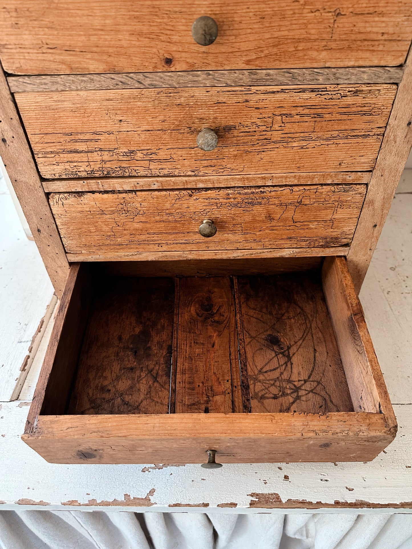 Vintage Pine Table Top Size Chest of Drawers