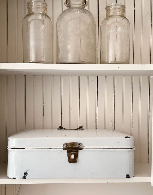 Large Antique Enamelware Bread Box