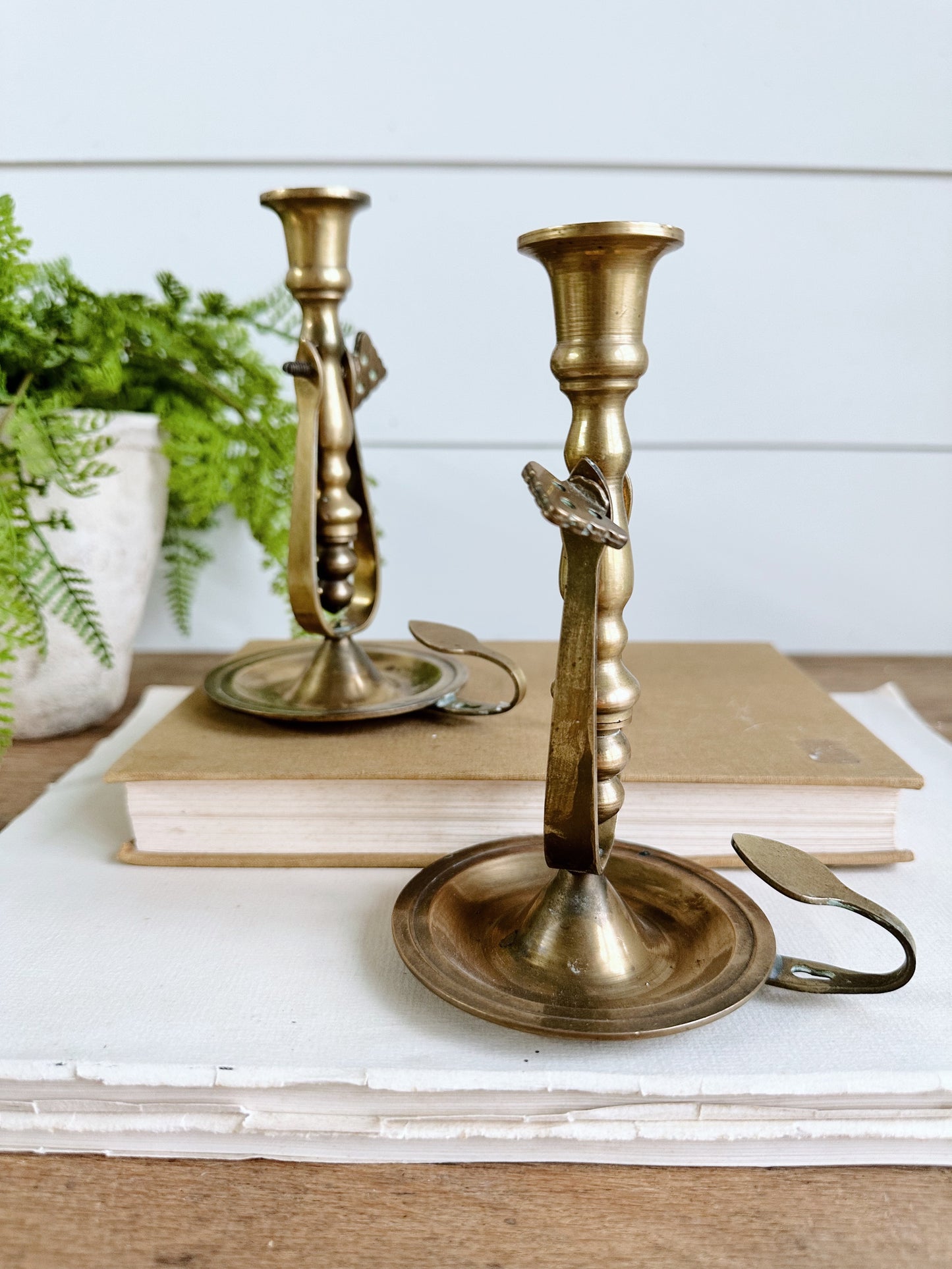 Pair of Vintage Brass Nautical Candle Holders