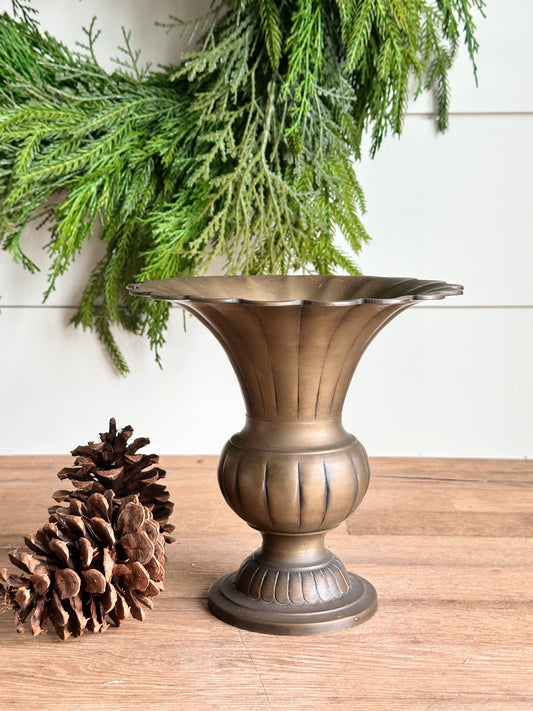 Vintage Fluted Brass Vase