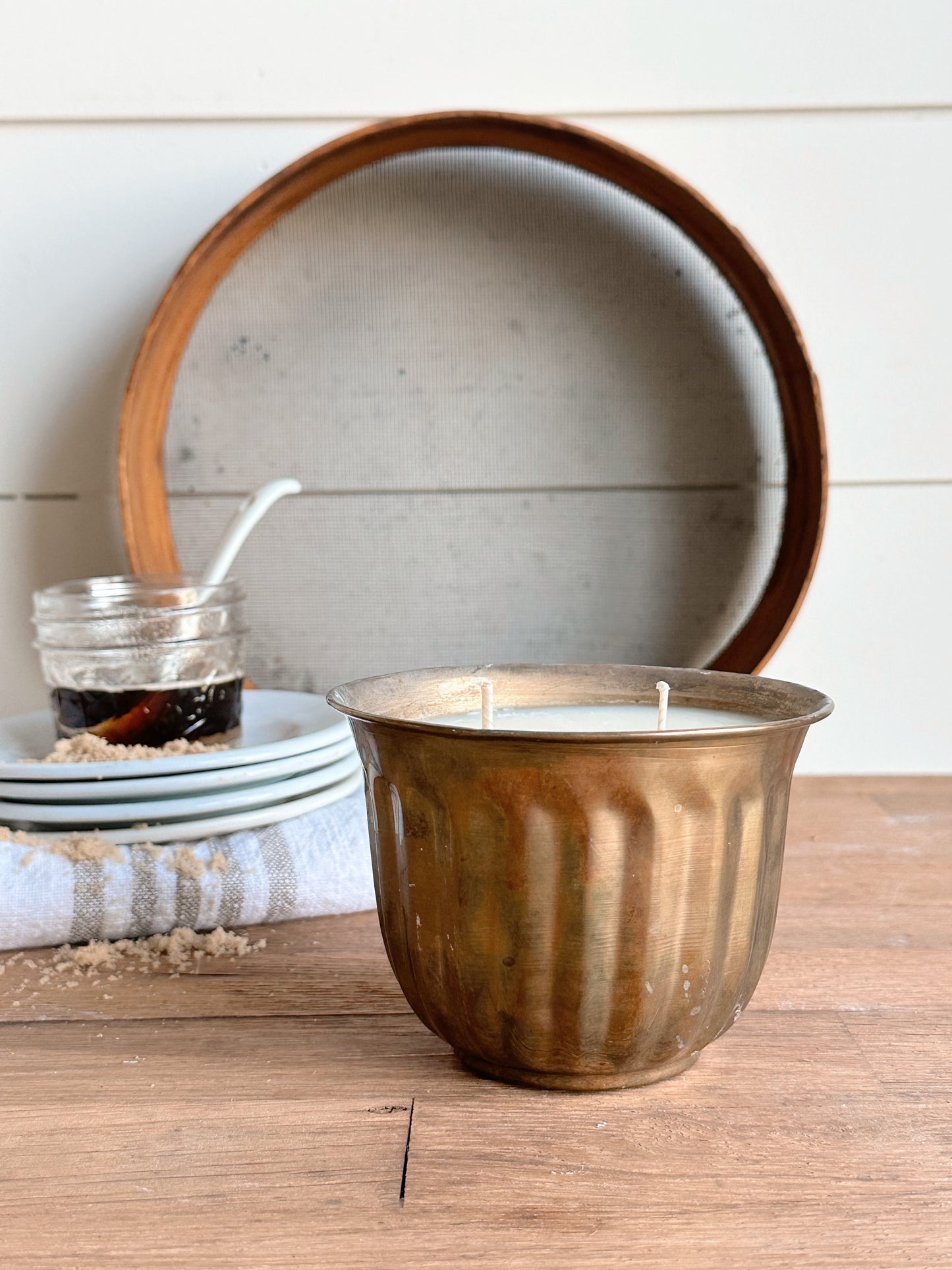 Hand Poured Pralines & Caramel in a Vintage Brass Planter