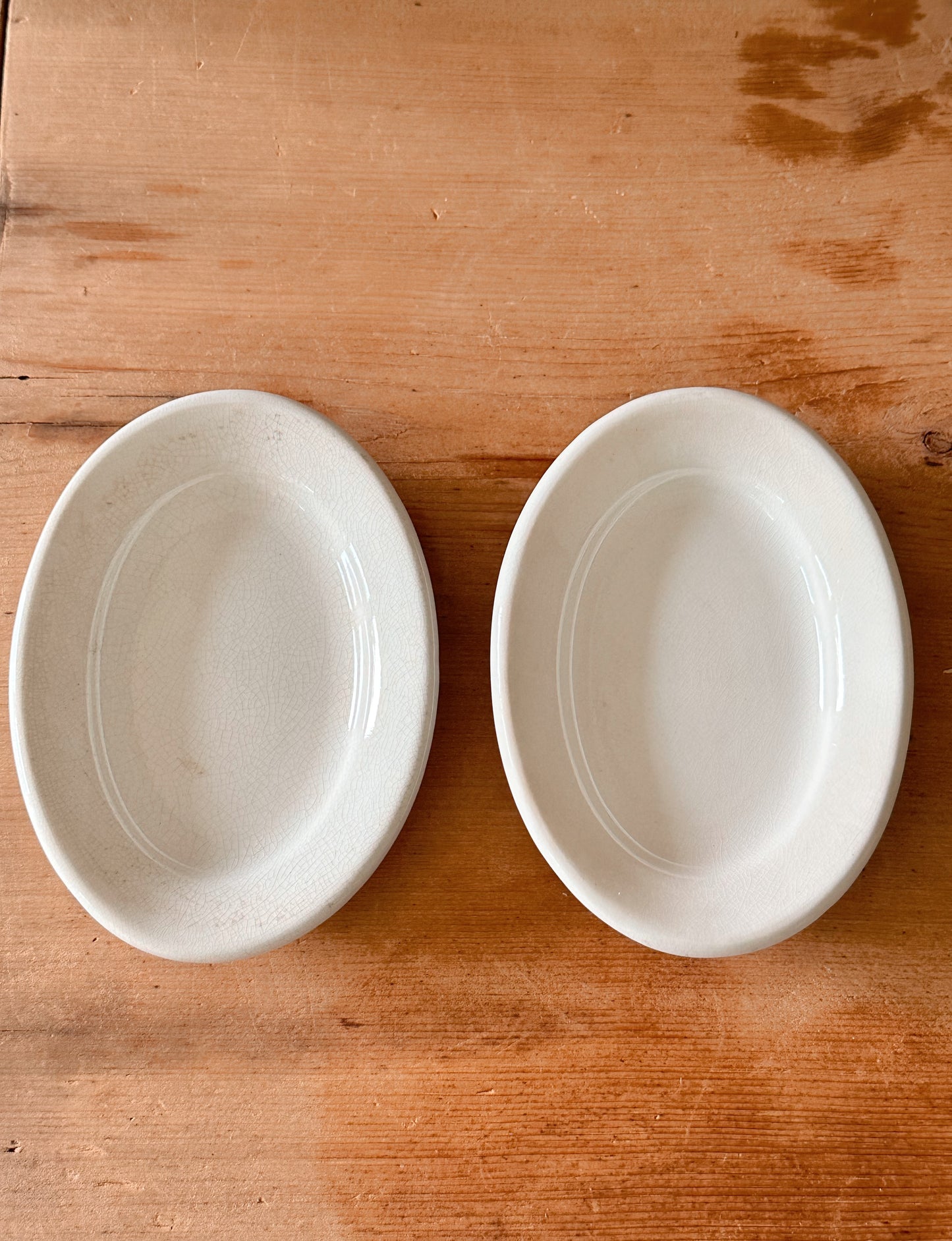 Stack of Four Chunky Ironstone Oval Plates