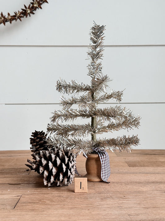 Vintage Wood Spool Tinsel Tree