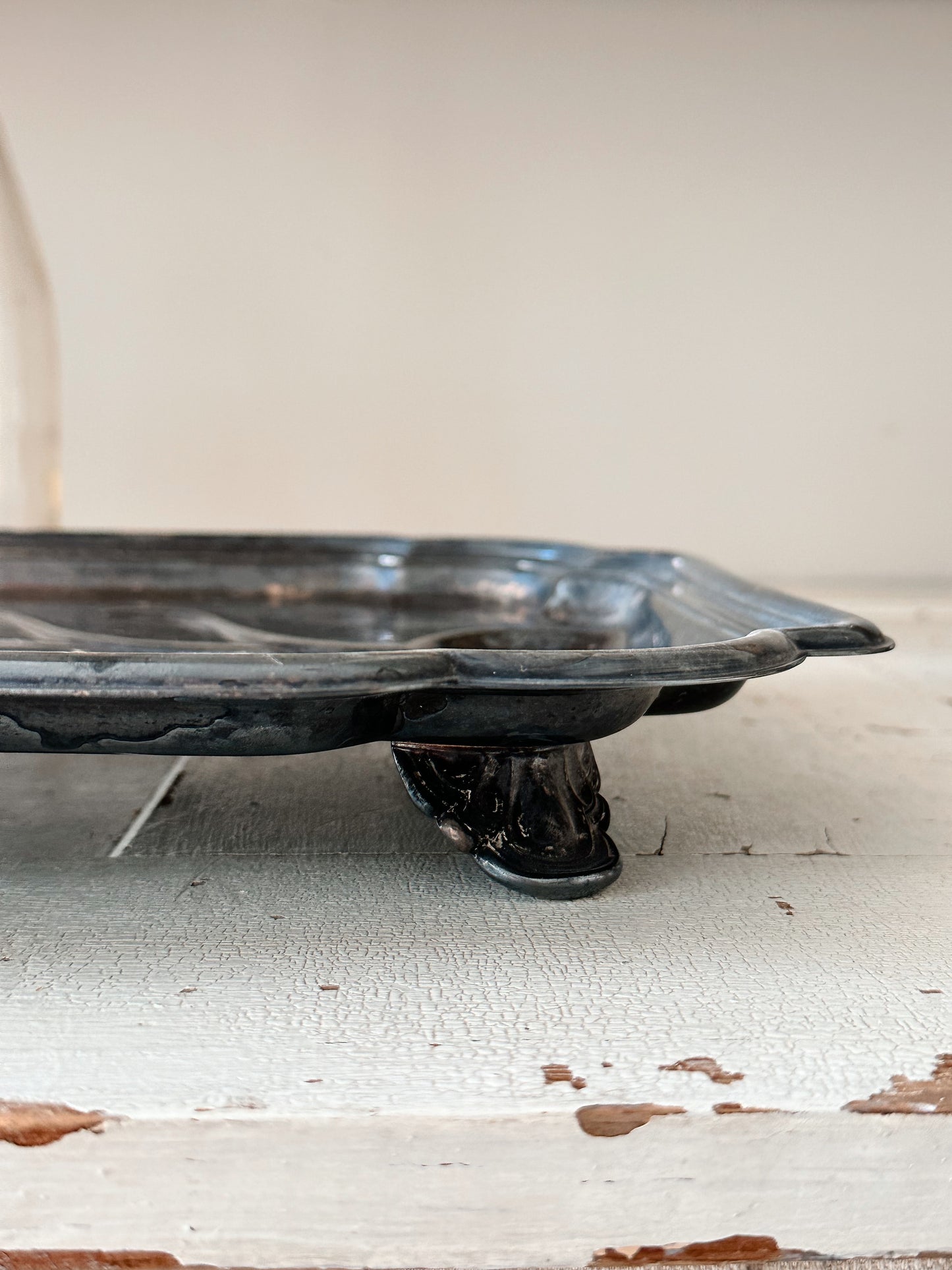 Pretty Vintage Silver Plate Footed Tray