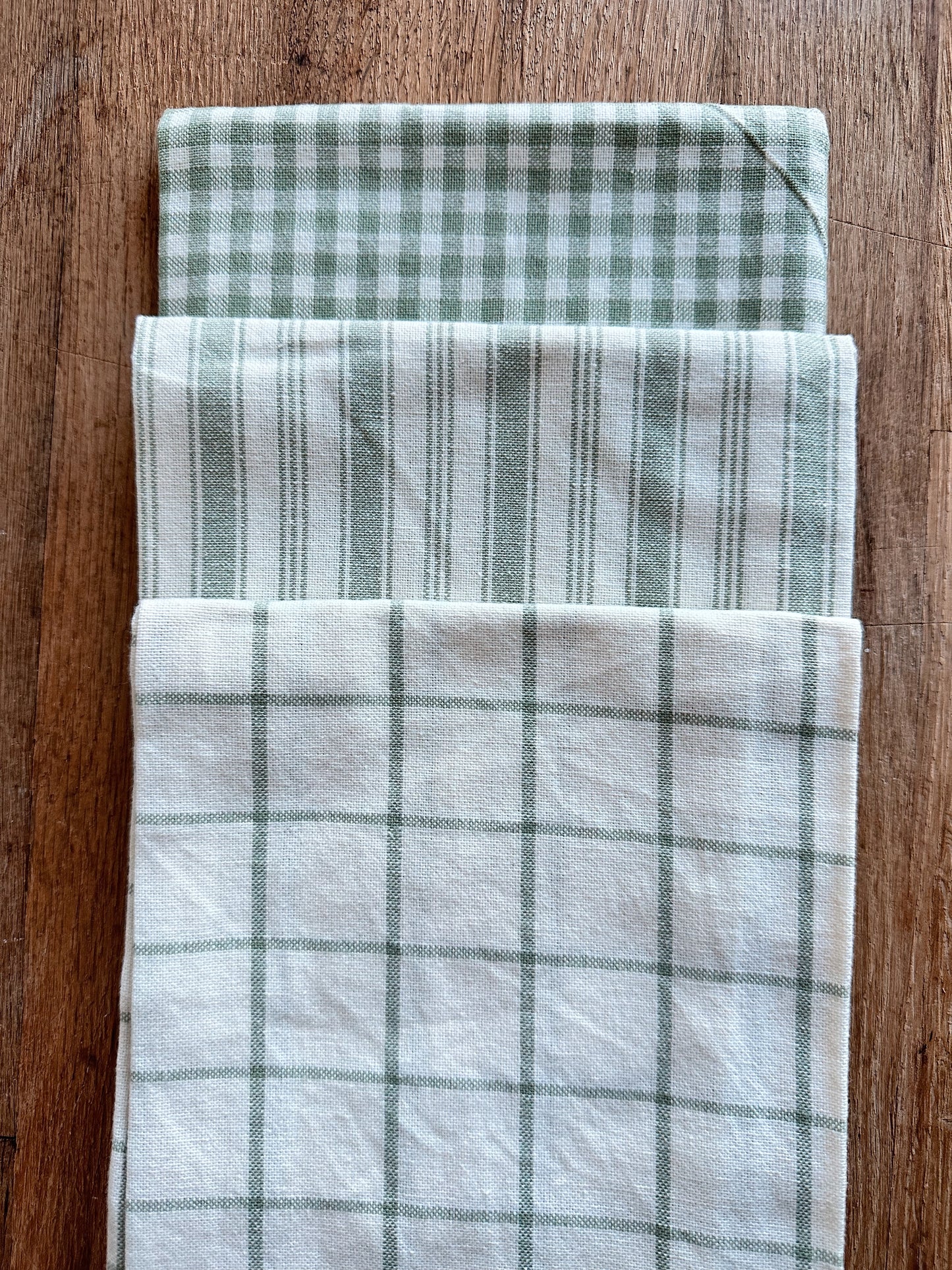 Mixed Pattern Sage Green Tea Towel Set