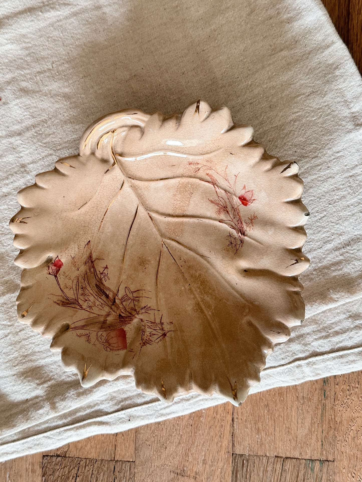 Antique Ironstone Leaf Dish