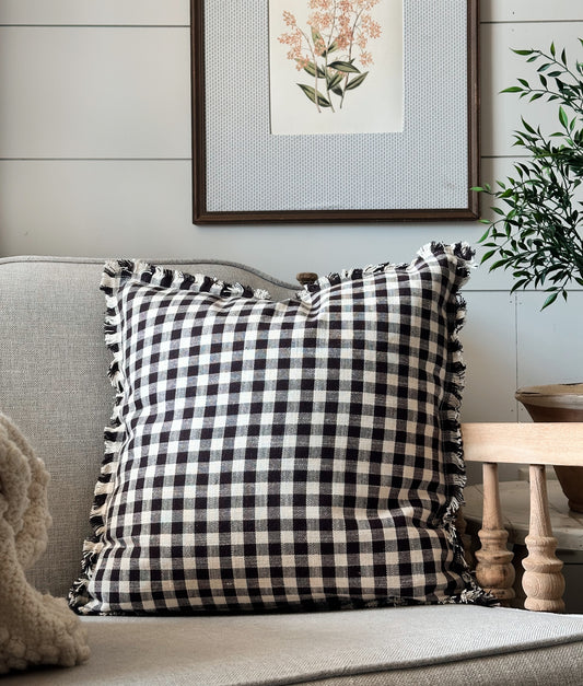 Brown & Cream Gingham Pillow