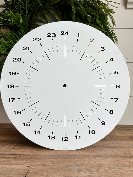 Large Vintage Military Time Clock Face