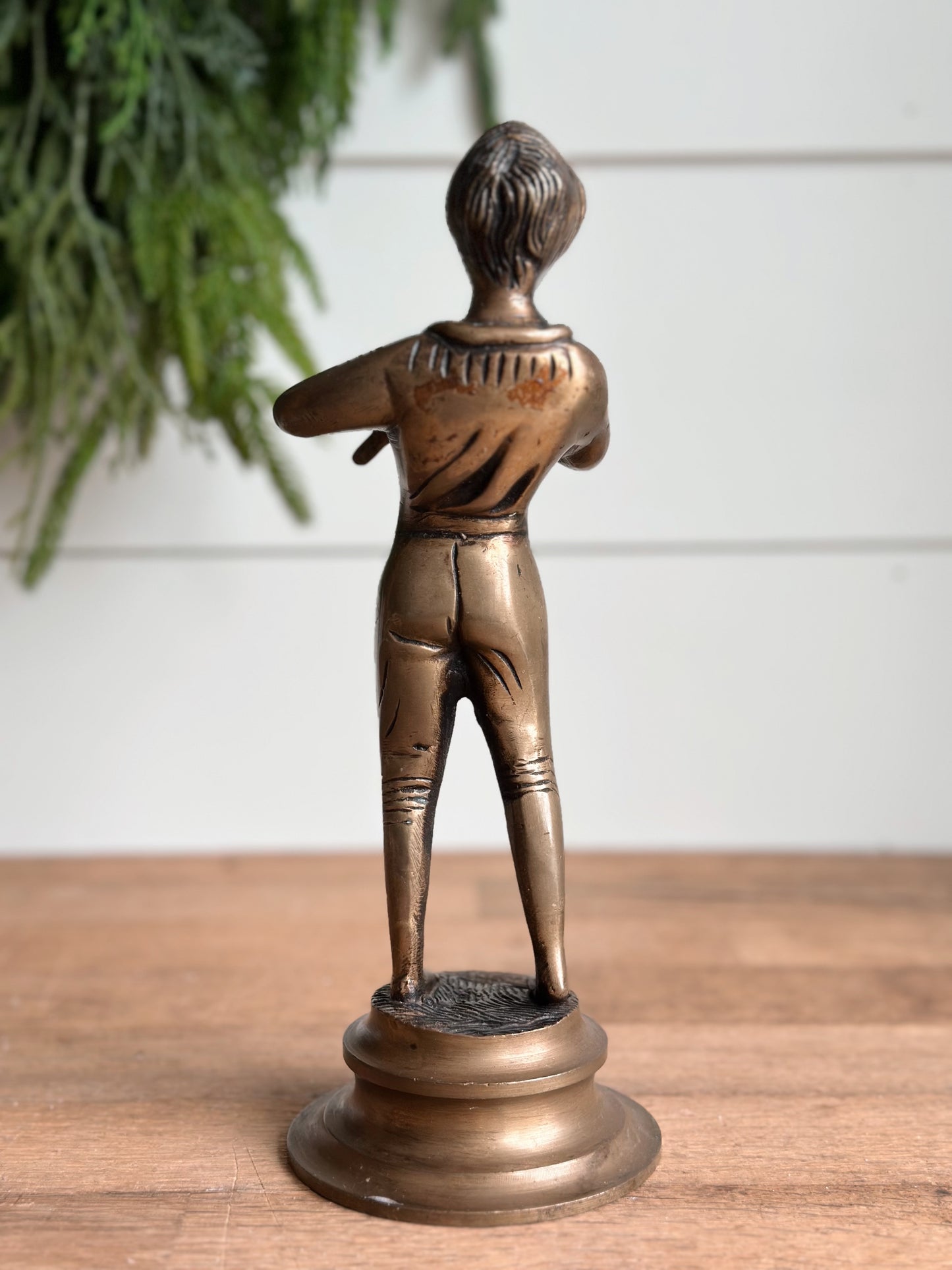 Vintage Brass Boy Flute Player