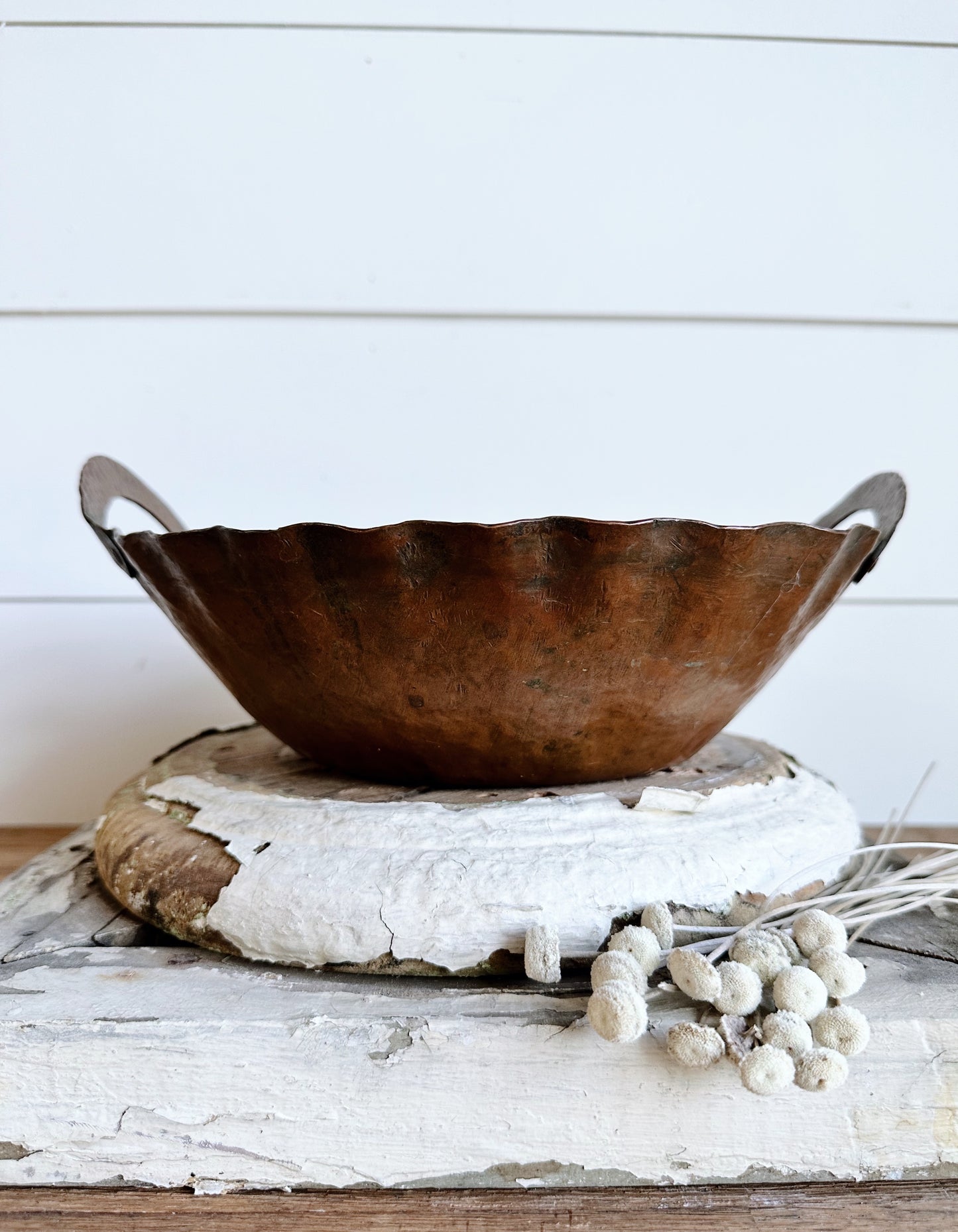 Pretty Fluted Hammered Copper Bowl