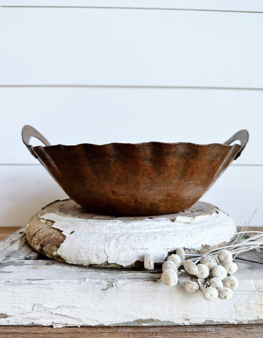 Pretty Fluted Hammered Copper Bowl