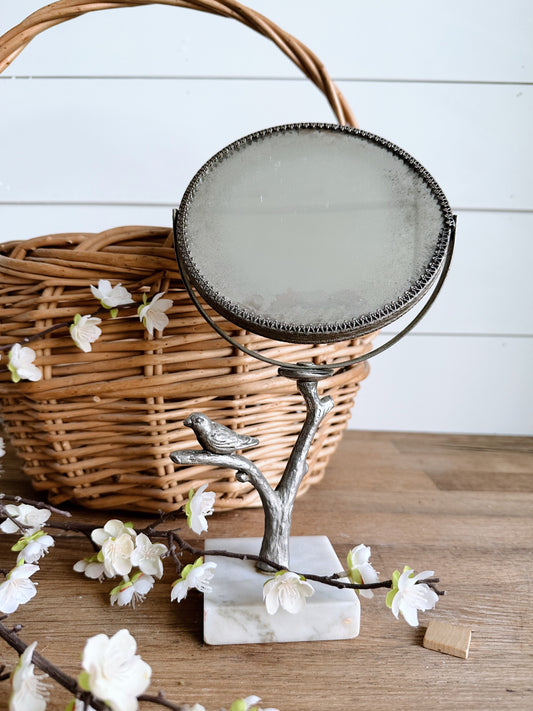 Vintage Vanity Mirror with Marble Base