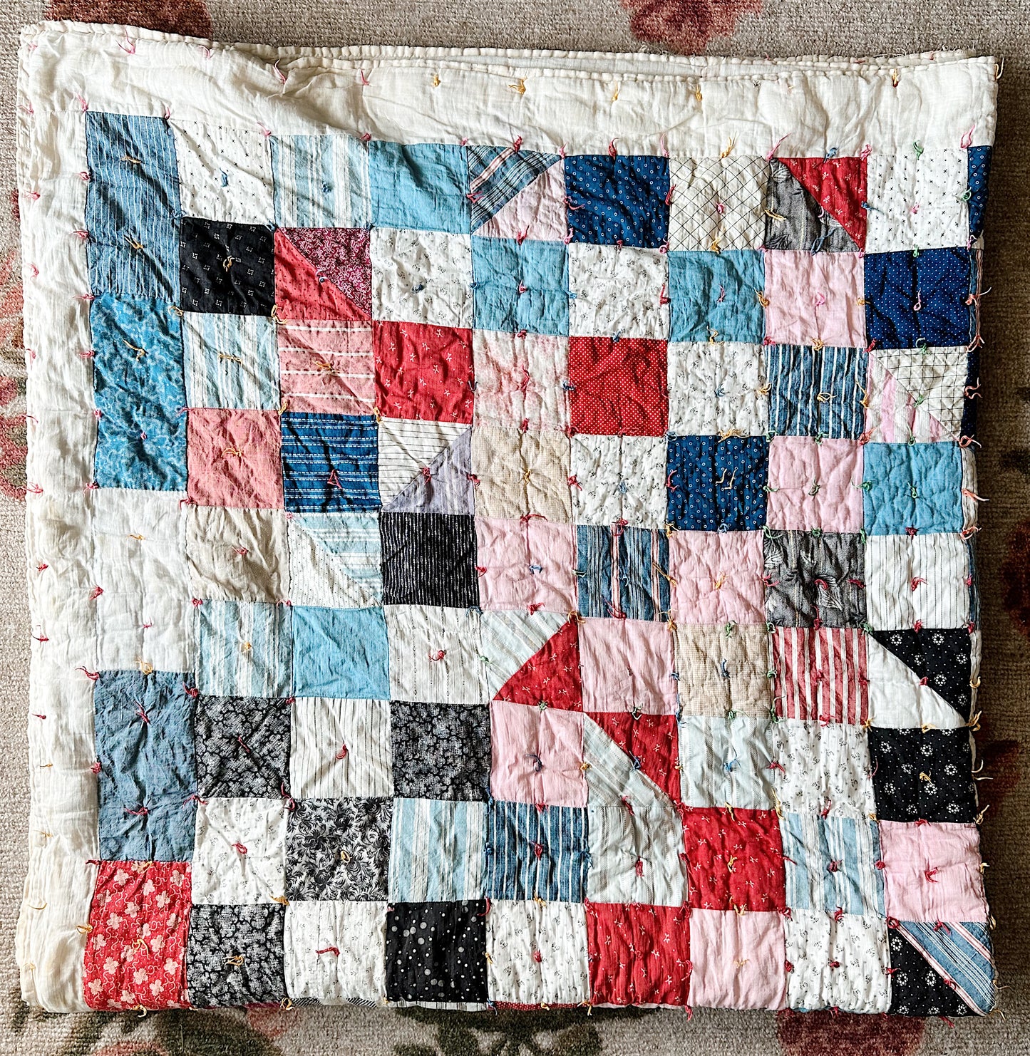 Vintage Handtied Patchwork Quilt