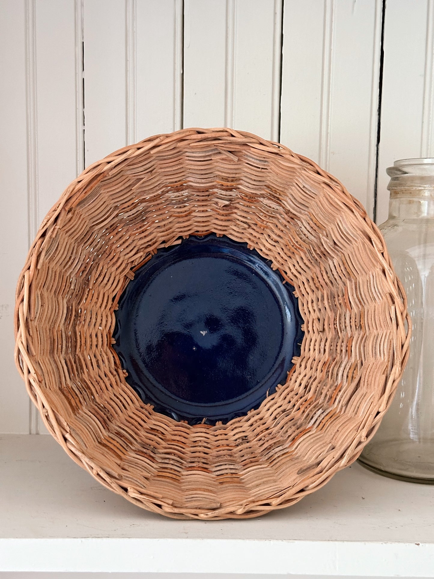 Vintage Basket with Ceramic Base