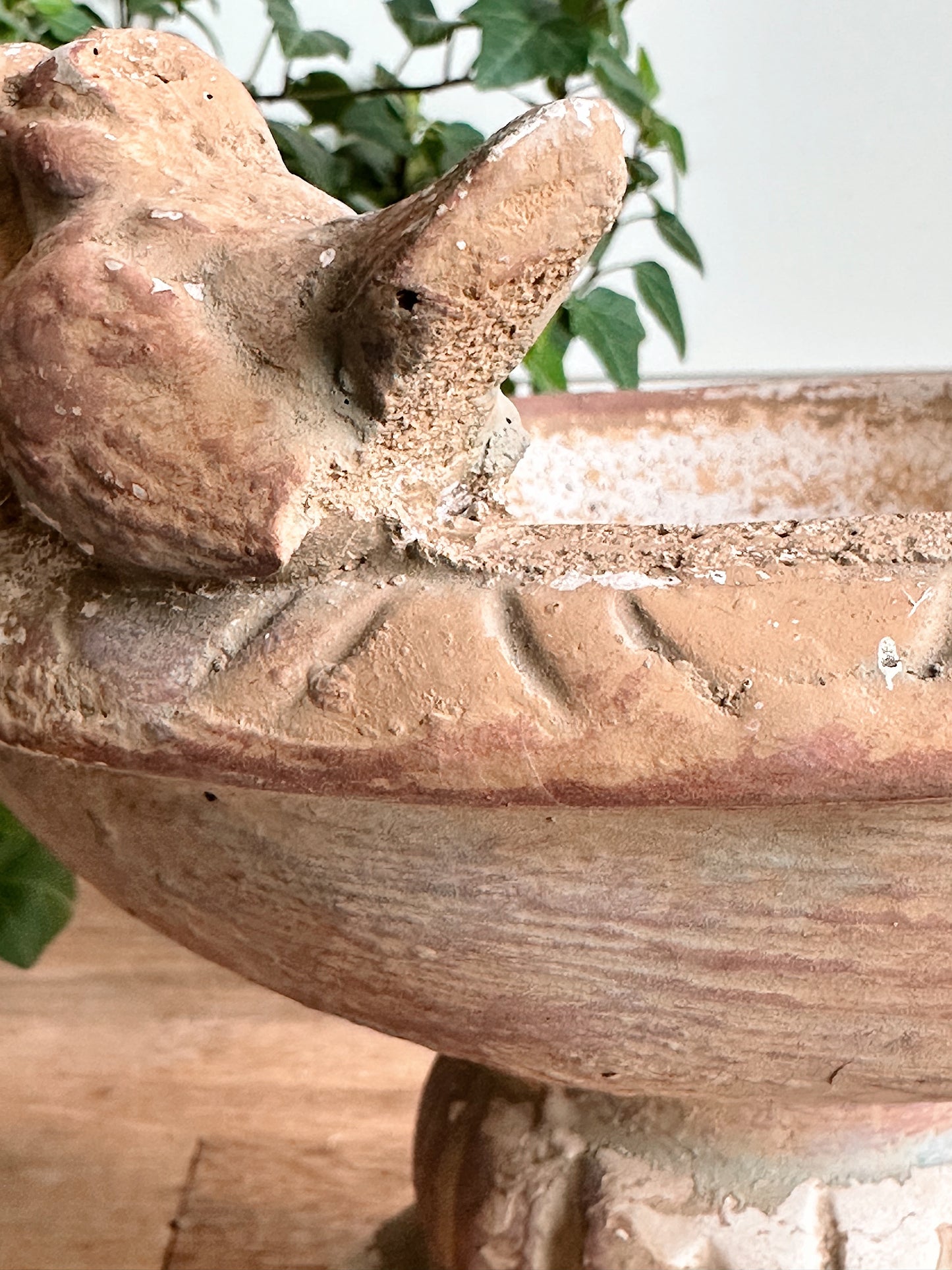Found Petite Weathered Concrete Birdbath
