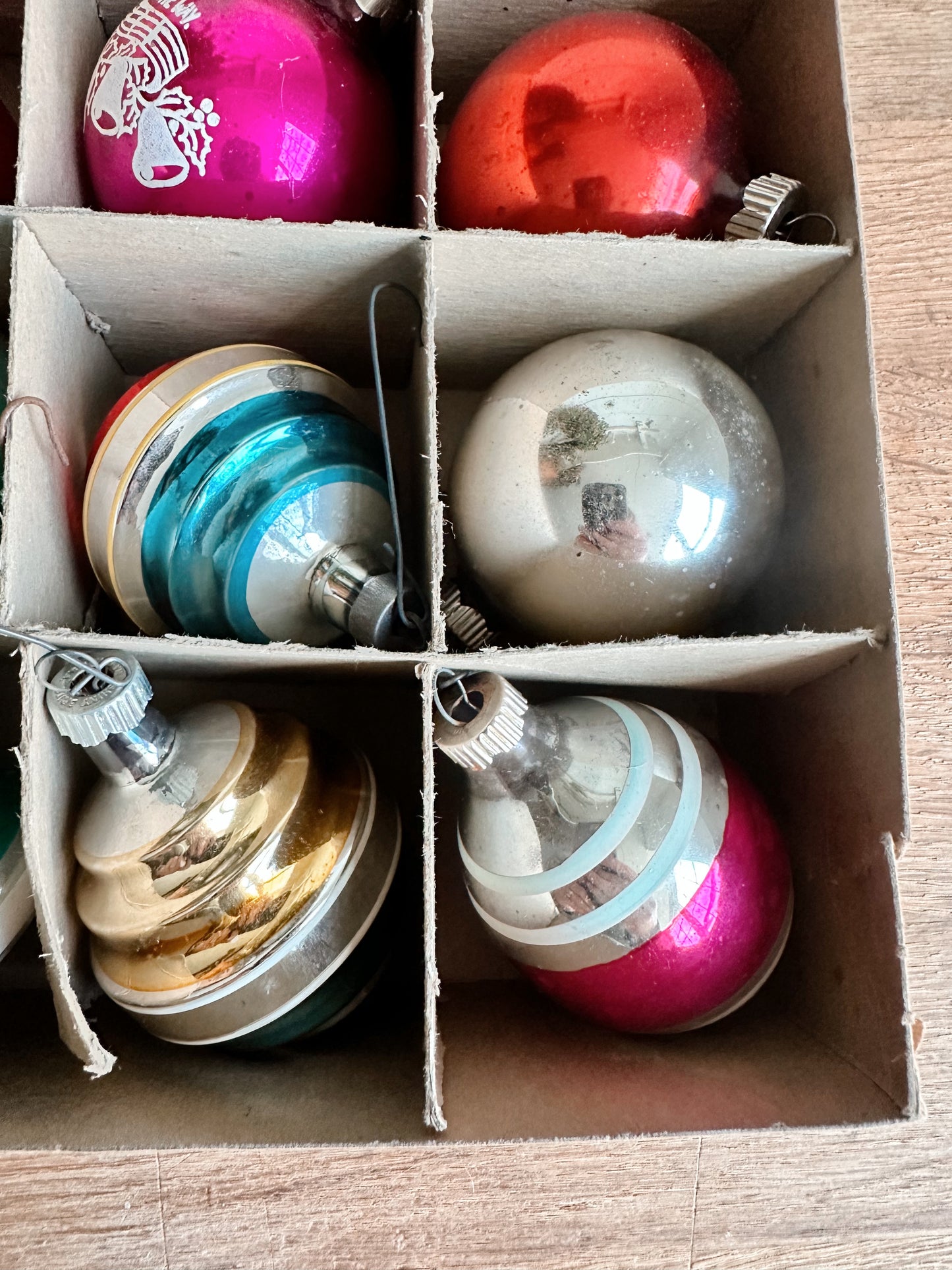 Box of Vintage Shiny Brites (3 unmarked)