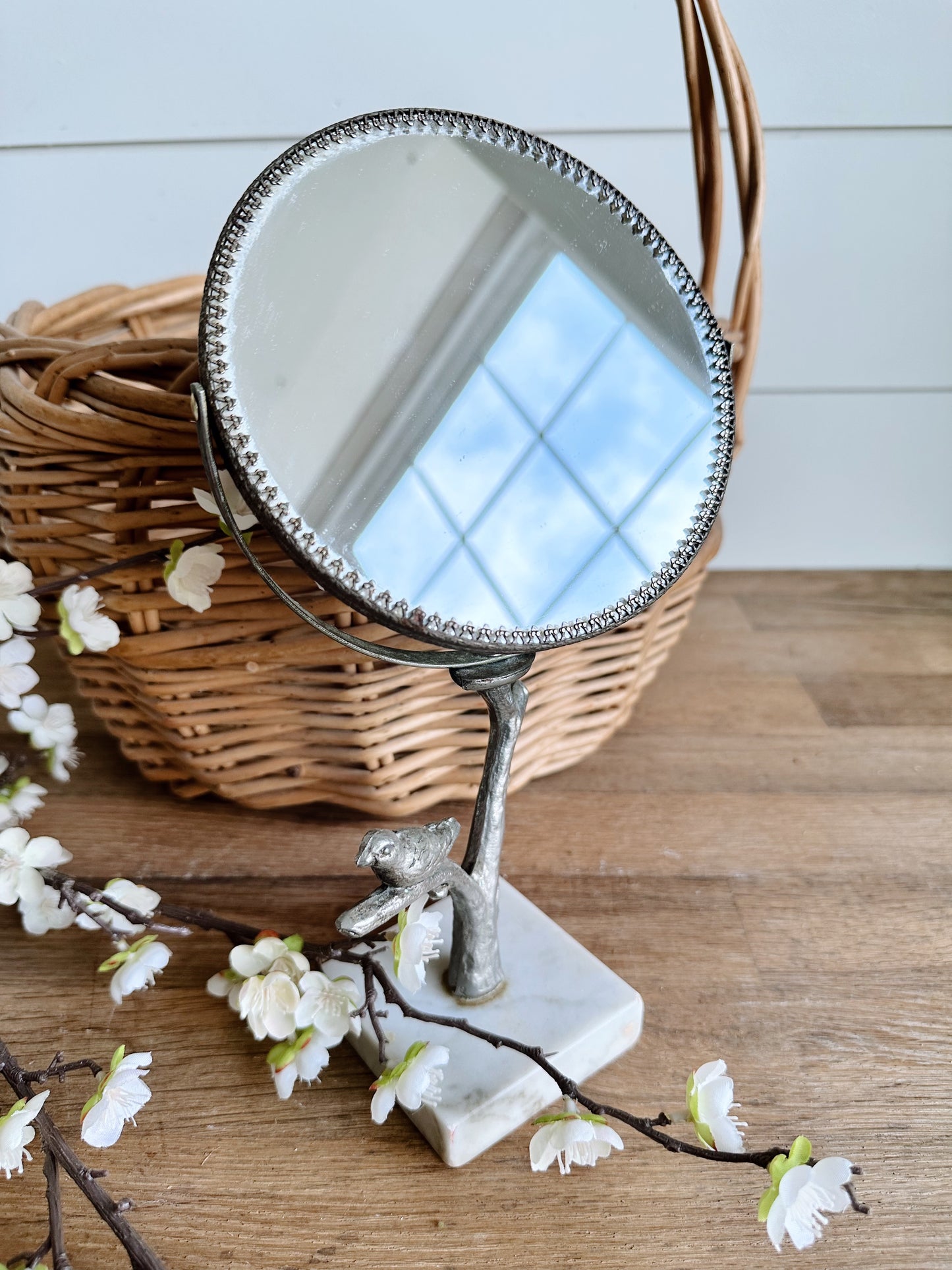 Vintage Vanity Mirror with Marble Base