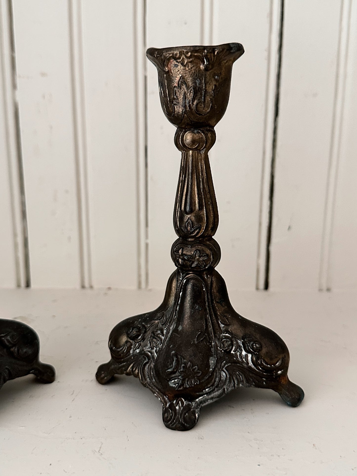 Pair of Ornate Vintage Candlesticks