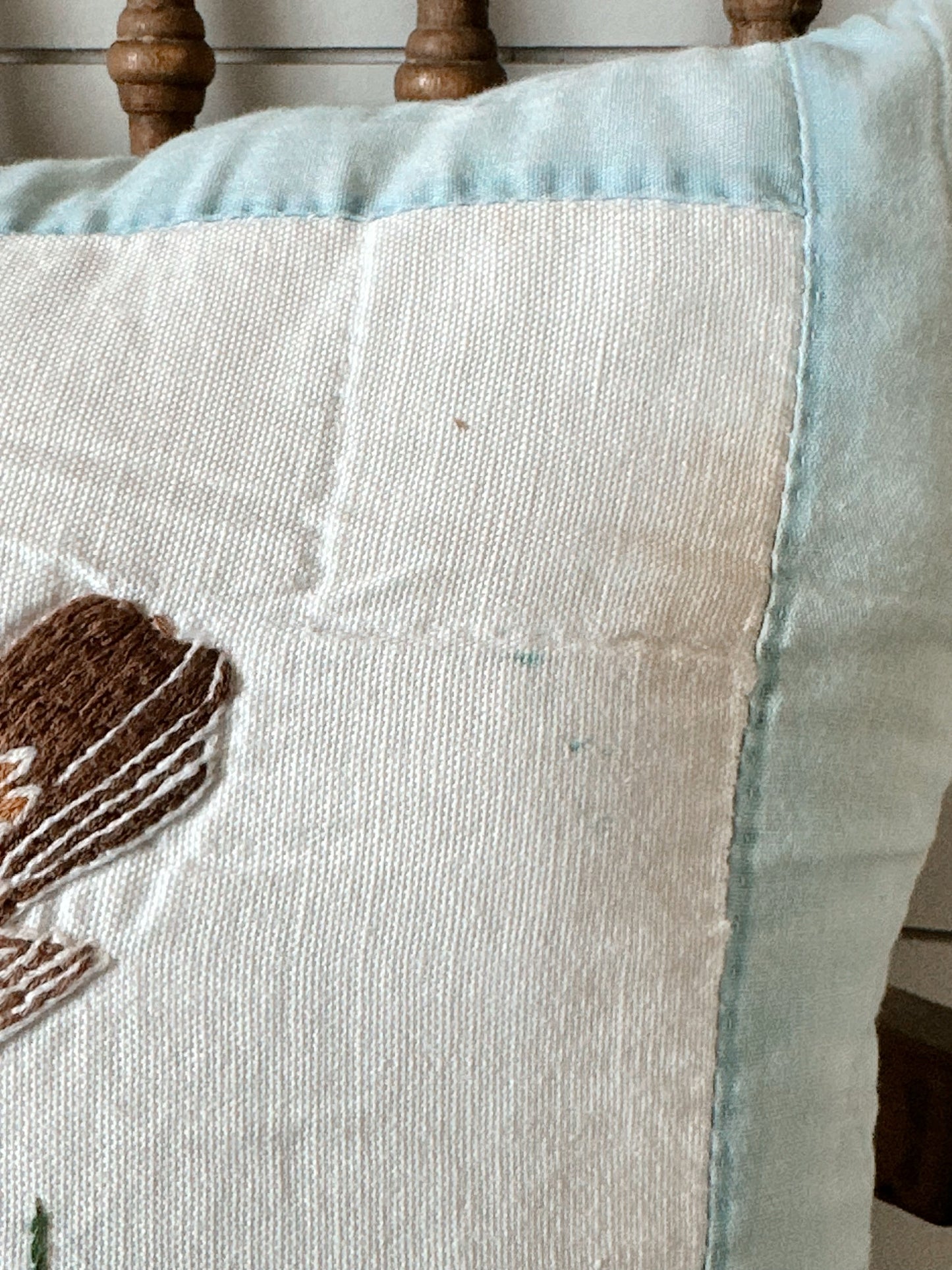 Handmade Vintage Quilt Pillow, Meadow Lark