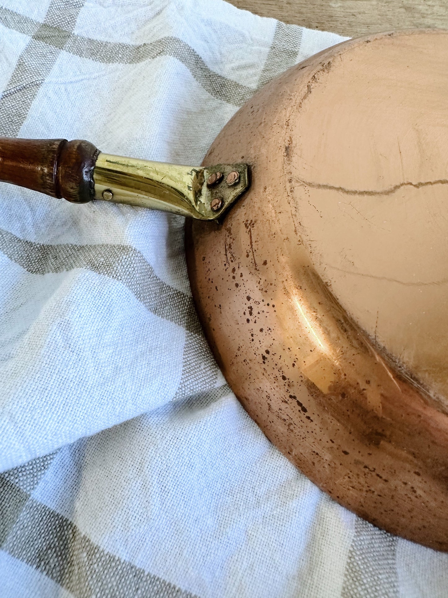 Set of Two Vintage Copper Frying Pans