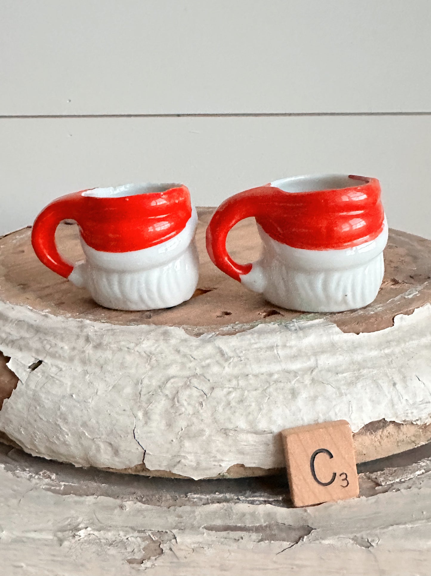 Pair of Vintage Mini Santa Mugs