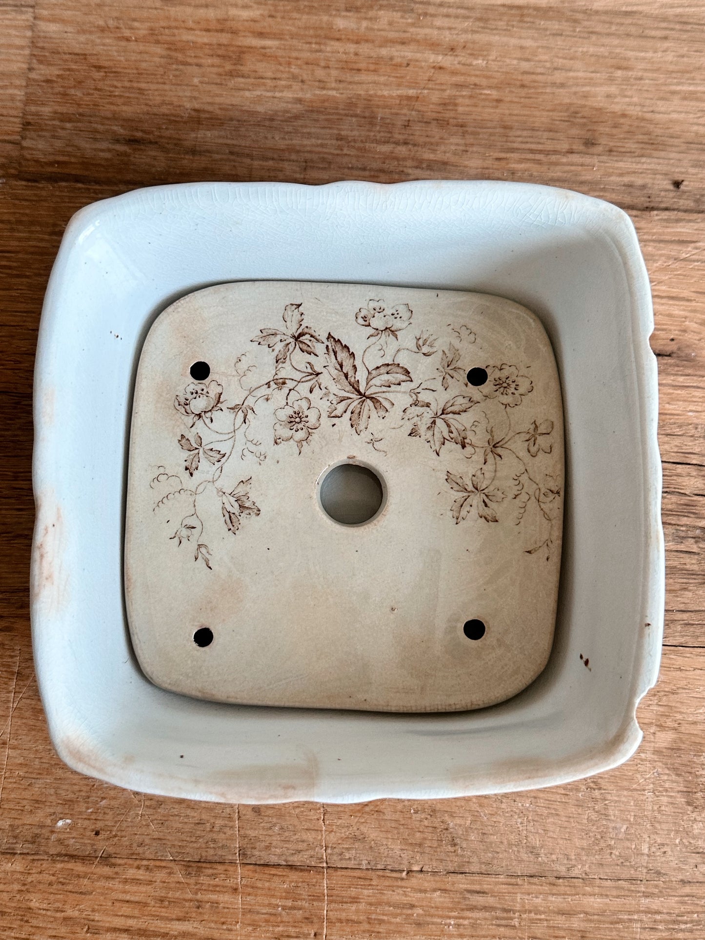 Antique WH Pearl & Co Covered Soap Dish with Drain Plate