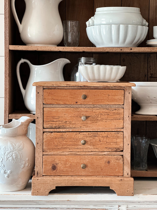 Vintage Pine Table Top Size Chest of Drawers